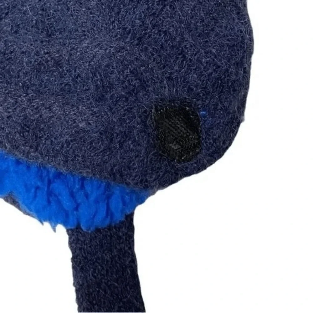 Cat & Jack Hat 0-6M Blue Pom Pom Knit Earflap Chinstrap Mittens‎ Cozy Winter NEW
